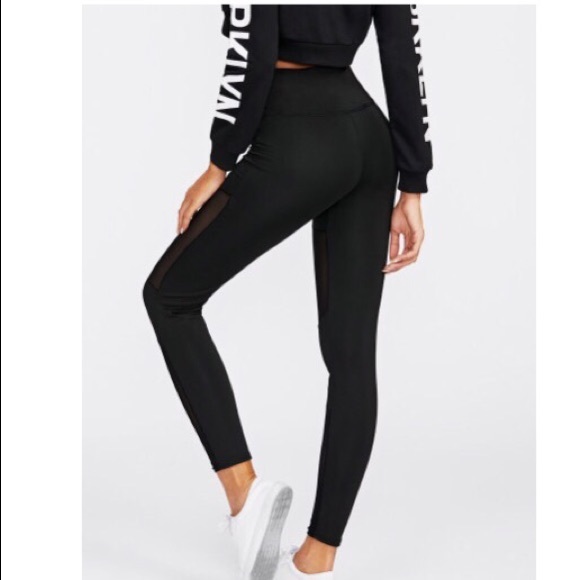 Stitching Mesh Leggings...Sz: Medium...Black - Picture 2 of 2